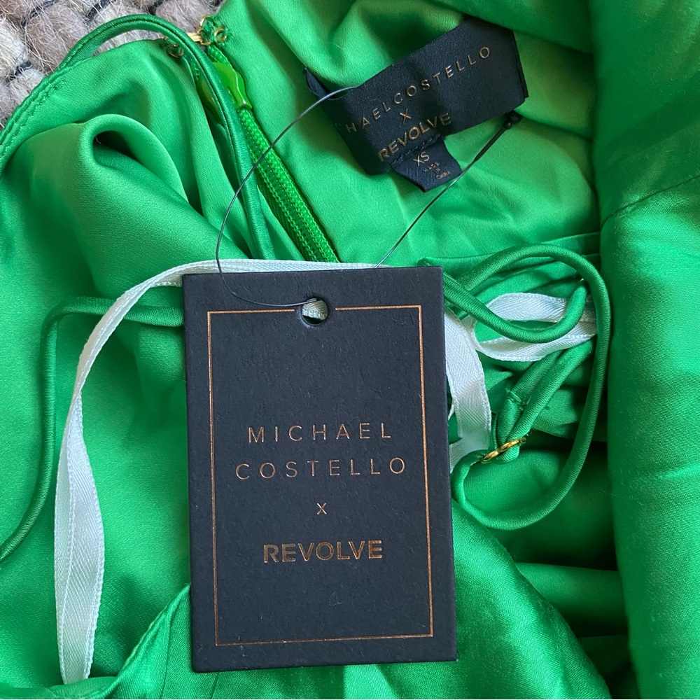 NWT Michael Costello x REVOLVE Leia Gown in Bright Green Size XS - Picture 6 of 8